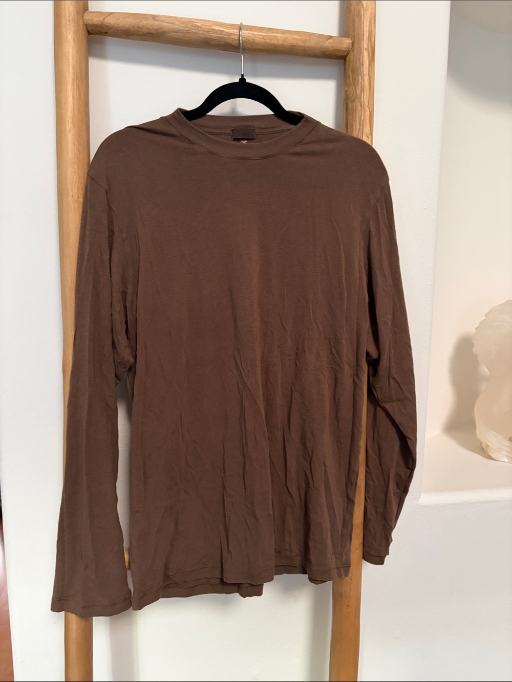 SKIMS Brown Long Sleeve Crewneck Top